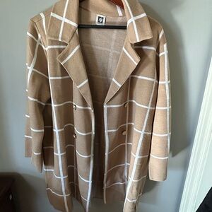 Anne Klein Tan Plaid Blazer